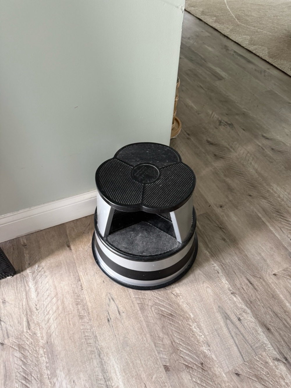 Black and Silver Step Stool - Compact Non-Slip Home Stool
